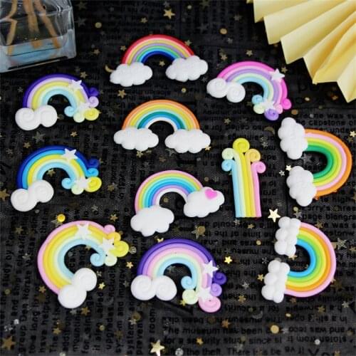 Heart Rainbow Cloud Cake Toppers Pompom Decor for Wedding Birthday Baby Shower Cake Toppers Birthday Cakes Supplies Birthday