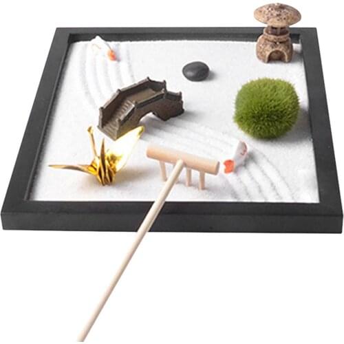 Japanese Zen Garden Sand Meditation Mini Figurines Garden Tabletop Centerpiece Yoga Decor Peaceful Relax Gifts For Family Friend