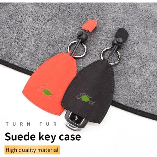 Suede Imprint Ford Logo Key Case Key Cover for Ford Fiesta Focus Mondeo Ecosport Kuga Titanium B-Max C-Max S-Max Galaxy Fusion