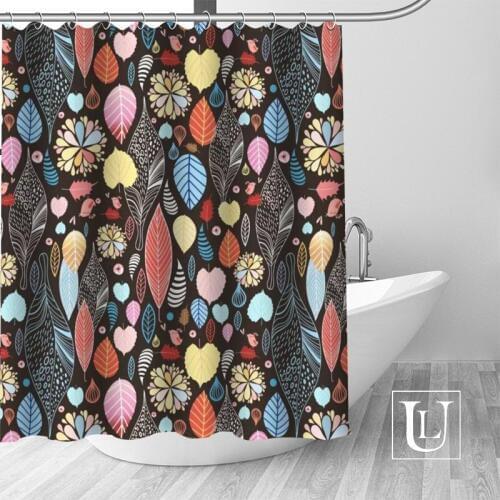 Leaf Pattern Shower Curtains Custom Design Creative Shower Curtain Bathroom Waterproof Polyester Fabric