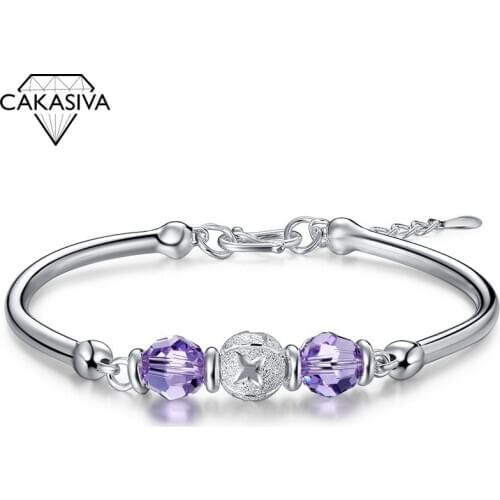 Womens 925 Silver Round Bead Open Bangle Engagement Wedding Gift Jewelry Bangle Wholesale