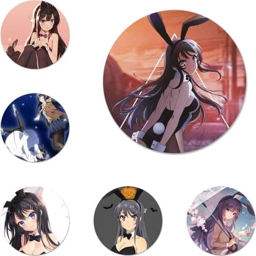 Mai Sakurajima anime girl Icons Pins Badge Decoration Brooches Metal Badges For Backpack Decoration 58mm