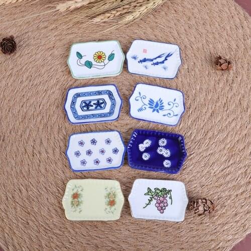 1PC Dollhouse Mini Ceramics Tableware Plates Tray Doll Food Dishes Kitchen Toy Doll House Accessories Kids gift