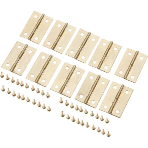 10Pcs Gold Furniture Cabinet Hinge Drawer Door Small Hinge 4 Hole Jewelry Wood Box Decorative Hinge Furniture Hardware 35x22mm