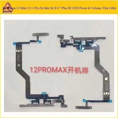 10Pcs Power Flex Cable For iPhone 12 Pro Volume Silent Switch On Off Side Button Flash Light Flex for iPhone 12 Pro Max