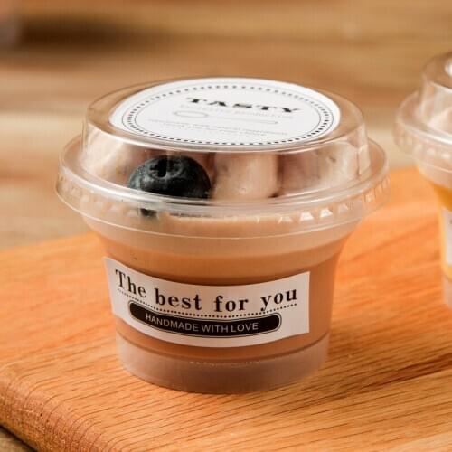 100pcs Net red small ice cream cup creative baking pudding jelly cake plastic cups party packaging yogurt dessert cup with lid