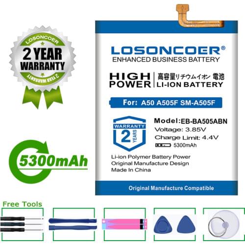 LOSONCOER Battery 5300mAh EB-BA505ABN EB-BA505ABU Battery For Samsung Galaxy A50 A505F SM-A505F