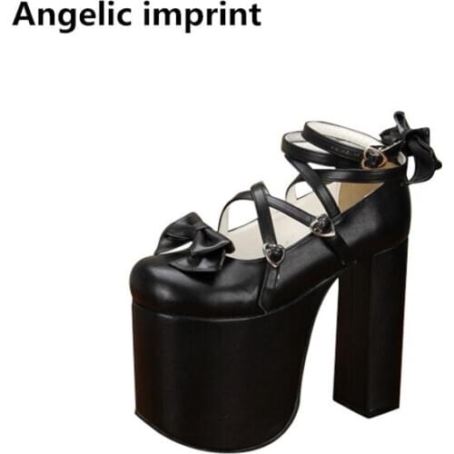 Angelic imprint new woman mori girl lolita cosplay shoes lady super high heels pumps women princess dress party shoes 33-47 15cm