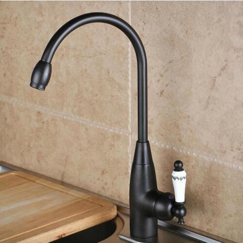 Oil rubbed bronze kitchen sink basin faucet black, Fashion Rotated basin faucet hot cold, Copper kitchen dish basin faucet mixer