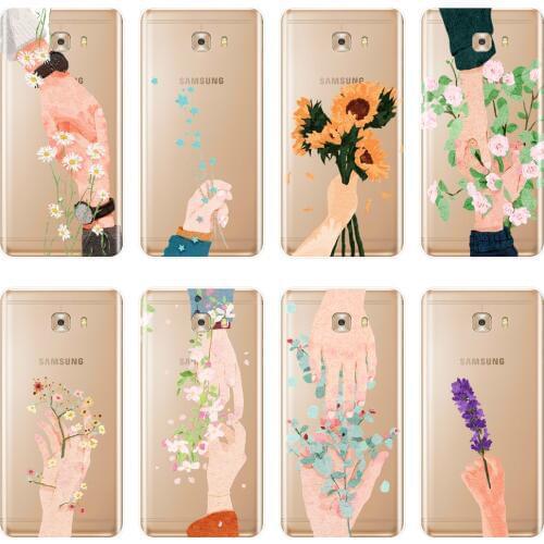 For Samsung Galaxy C9 C7 C5 Pro Phone Case Silicone Soft Art Flower Sunflower Aesthetic Floral Back Cover For Samsung C5 C7 C8