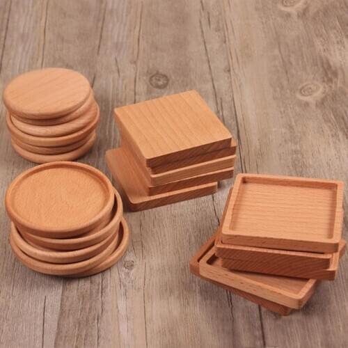 Wooden Coaster Square Round Insulation Coaster Durable Suitable for Home Coffee Shop Restaurant Dining Table Decoration