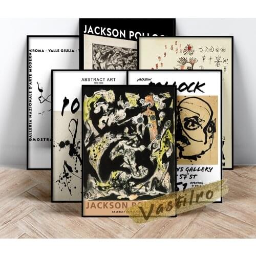Jackson Pollock Famous Classic Poster Retro Art Canvas Painting Exhibition Museum Print Art Wall Picture Modern Home Room Decor