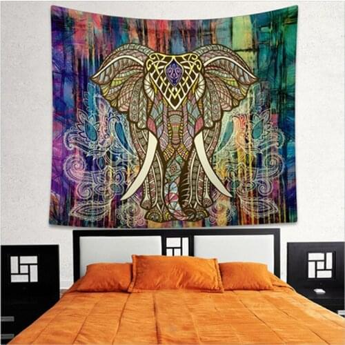 Tapestry Elephant Colored Printed Decorative Mandala Tapestry Indian Elephant Mandala Hippie Wall Hanging