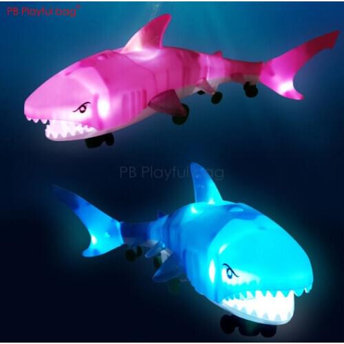 Playful bag Lead rope shark toy Electric Musical shark Creative Light-up children toys Best gift for Christmas HF68
