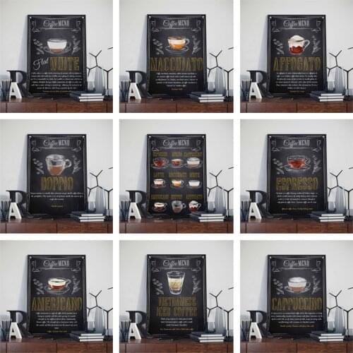 Retro Painting Blackboard Art Home Wall Decor Picture Vintage Coffee Recipe Room Cafe Kitchen Restaurant Quality Canvas Posters