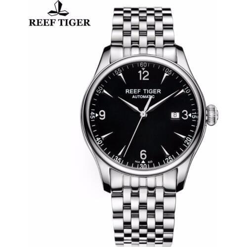 Reef Tiger/RT Classic Business Watches Mens Automatic Watch with Date Stainless Steel Watches Free Shipping RGA823