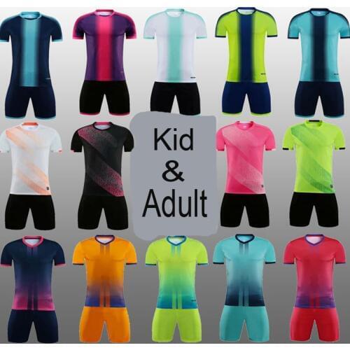Custom Men Football jerseys kits,19/20 Boys girls Soccer jerseys Sets,child Futbol Training team Uniforms Kids Soccer shirt suit