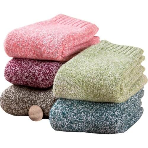 Winter New Womens Wool Socks Special Thick Warm Solid Color Fashion Casual Socks 3 Pair