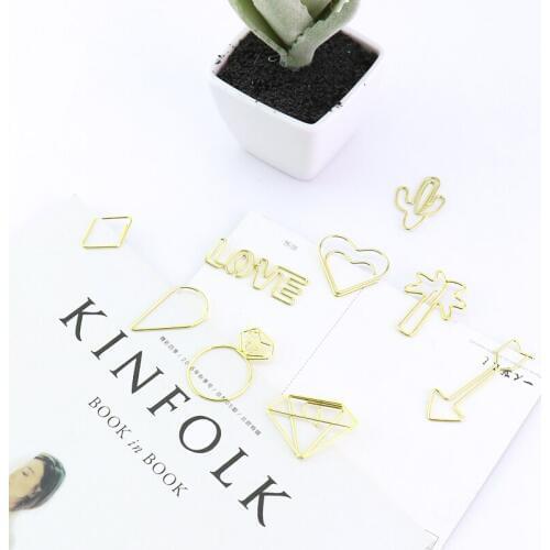 TUTU 2018 new candy gold color metal office school paper clips stationery 20pcs/box fine cute student notebook bookmark H0237