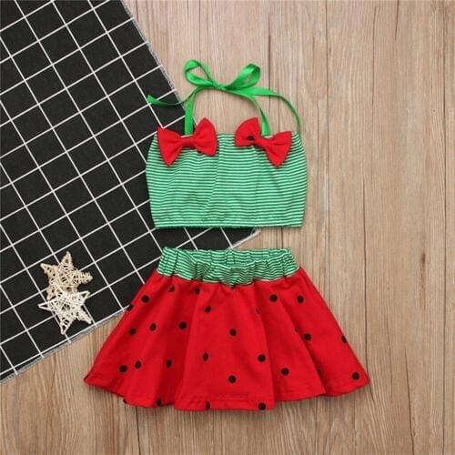 Infant Toddlers Baby Kids Striped Straps Bow Polka Dot Printed Swimwear Outfits Bikini 2020 Girl Swimsuit Kids Swimwear Summer