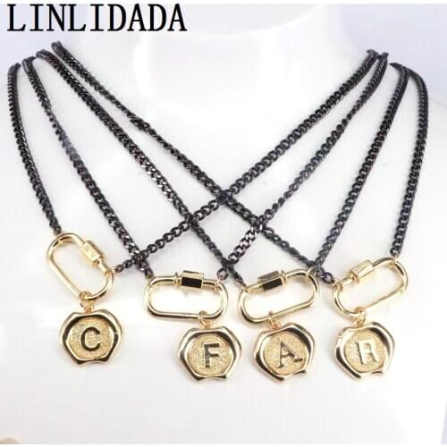 5Pcs Metal 26 Letter Name Choker Necklace For Women Oval Clasp Chain Necklace Initial Jewelry