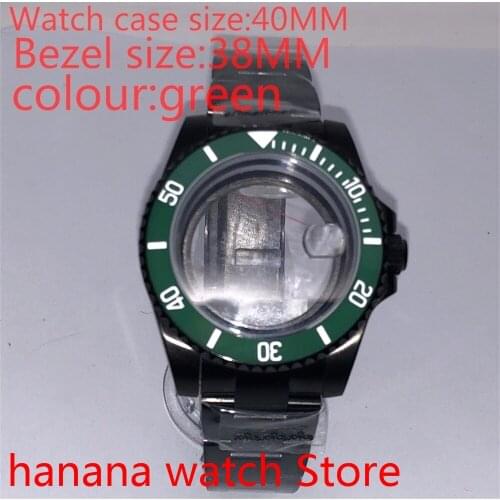 Suitable for NH35 36 Mingzhu2813 Miyata self-winding 40mm transparent black box series, with rotating ceramic green bezel