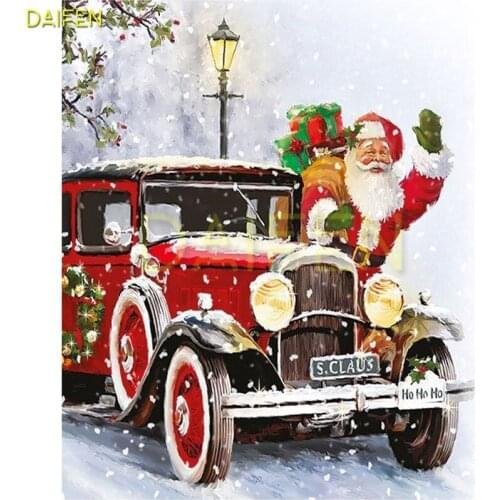 Full Round Diamond mosaic Classic car Full Square Diamond embroidery Cross stitch Cartoon old man gift DIY Diamond painting snow