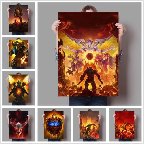 The Game DOOM Poster Anime Study Canvas Painting Colorful Wall Art Prints Picture for Children Room Play Room Home Decor