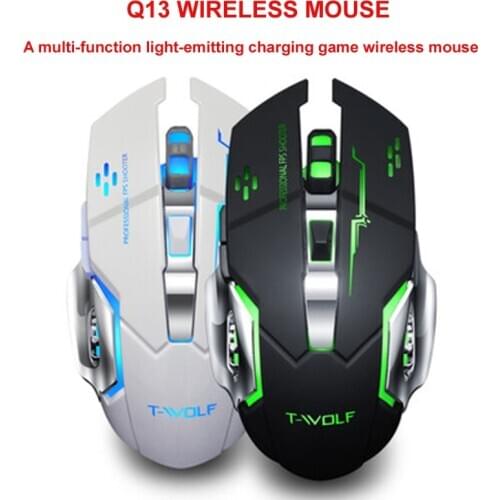 Q13 2.4G wireless charging gaming mouse 6keys 2400DPI Silent Ergonomic gaming luminous mouse RGB Backlit for Laptop Computer Pro