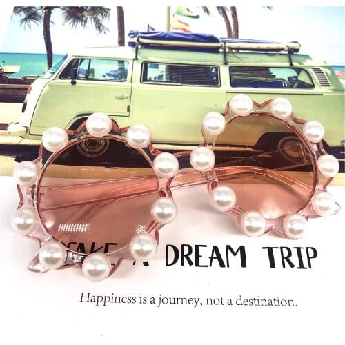 ZAOLIHU Luxury Handmade Children Sun Glasses Pearl Round Kids Sunglasses Sun Flower Shades Baby Eyewear Summer Eyeglasses Gafas