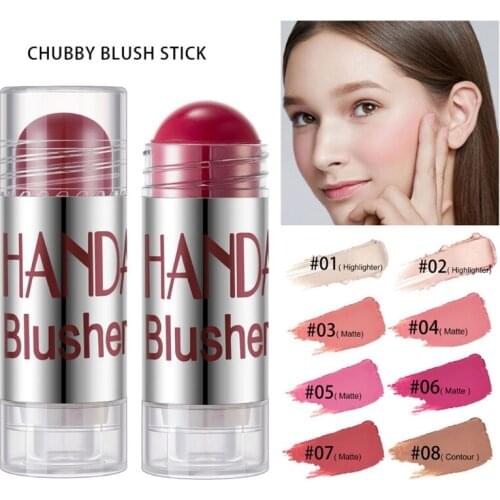 Cheek Blusher Shimmer Blush Stick Face Makeup Highlighter Bronzer Contour Cream Long-lasting Facial Cosmetics Tool