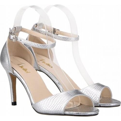 Womens Heeled Sandals Patent Leather Retro Sexy Ankle Strap Round Toe 8CM Thin High heels Buckle Strap women shoes size 35-42