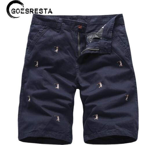 Summer 100% Cotton Embroidery Cargo Shorts Men Brand 2021 New Fashion Casual Slim Pants Men Military Sports Jogger Men Pants