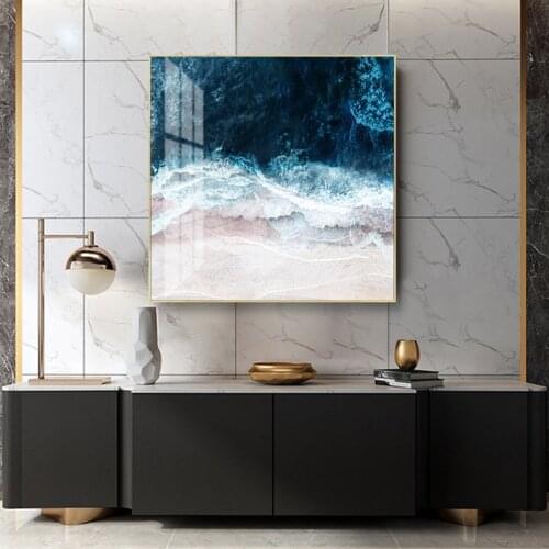 Modern Blue Sea Wave Scene Inspiring Canvas Paintings for Living Room Office Decorative No Frame Wall Art Print Poster Pictures