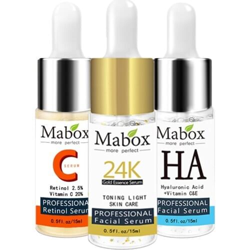 Face Retinol Serum+Six Peptides Serum Facial 24K Gold+Hyaluronic Acid Serum Moisturizing Skin Care Whitening AntiAnging