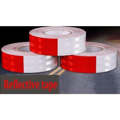 30m Crystal Lattice Red White Reflection Tape Strength Warning Reflective Film for Truck Car Traffic Safe Distance