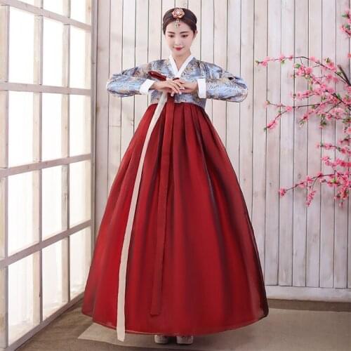Women Korean Hanbok Dress Elegant Traditional Asian Nationality Palace Korea Fashion Style Hanbok Folk Stage Dance Costume