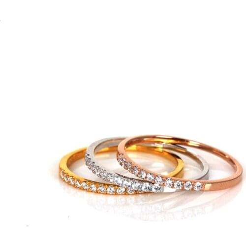 1PCS Au750 18K Gold Ring For Women Zircon Shine Real Gold Lucky Female Love Wedding Engagement Ring US 4.5-10