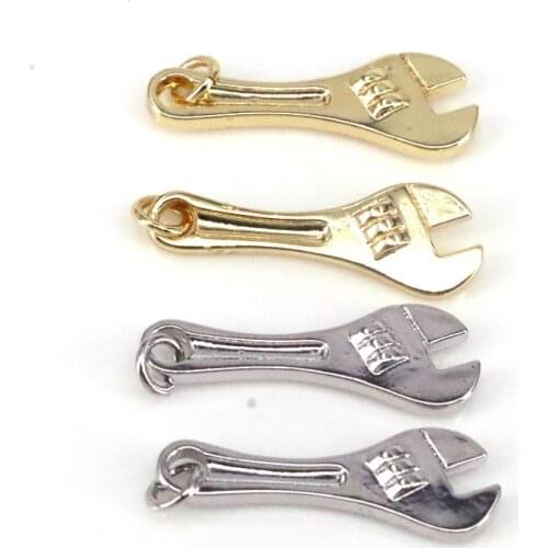 10Pcs ,Wholesale Gold/ Silver Wrench Shape Pendant/Charm, Necklace Bracelet For Jewelry Making