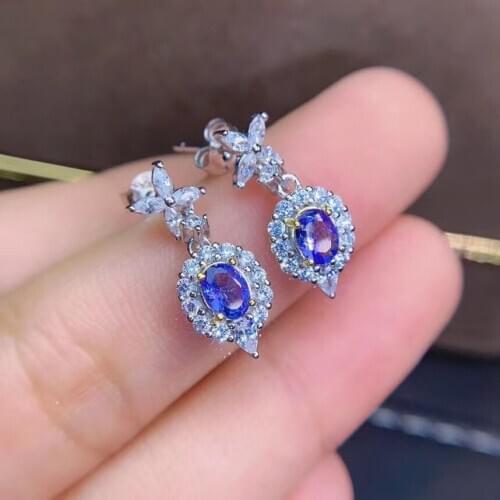 100% Natural and Real Tanzanite Earring Natural And Real 925 sterling silver Tanzanite Earring