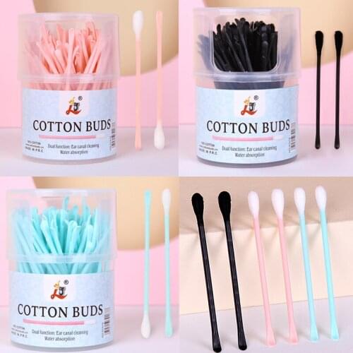 100pcs Double Head Cotton Swab Bamboo Sticks Cotton Swab Disposable Buds Cotton for Beauty Makeup Nose Ears Cleaning Tools