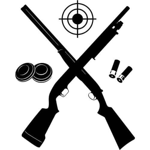 13.5cm*17cm Car Styling Target Shooter Gun Game Caracter Vinyl Car Stickers Black Silver S2-0568
