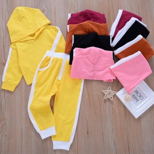 2Pcs Autumn Winter Kids Baby Girls Clothes Sets Long Sleeve Hooded Pullover Sweatshirts Tops+Pant Toddler Casual Sports Set