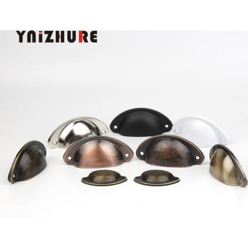 30pcs 82mm*35mm 7 Colors Imitation Brass Iron Antique Shell Cup Drawer Cupboard Cabinet Door Pull Handles In Stock