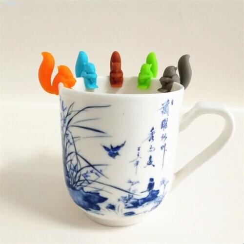 5PCS/ Lot Mini Silicone Tea Infuser Squirrel Device Tea Bag Hanging Snail Mug Cup Clip Label Party Bar Supplies