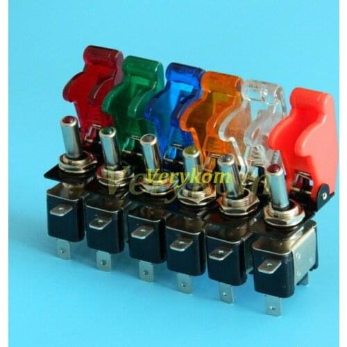 50X Auto Car Repacking Foglight Toggle Swith With Flip Cover Lamp ORV SUV Racht Racing Car DIY Switches 12V 20A Red Blue LED