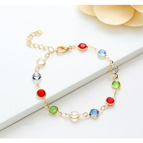Bohemian Exquisite Colorful Zircon Bead Bracelet Fashion Gold Silver Color Hand Chain Accessories Charming Womens Jewelry