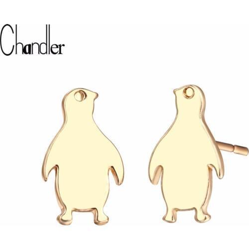 Chandler 2017 Ts Cute Penguin Stud Earrings For Women Plain Animal Minimalist Fashion Jewelry Metallic Simple Summer Findings