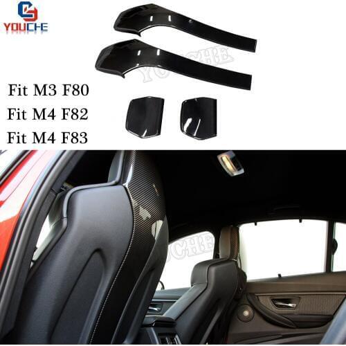 M3 M4 Carbon Fiber Seat Shells Cover For BMW M3 F80 Sedan M4 F82 F83 Coupe Cabriolet 2014 + 4pcs / 1 set