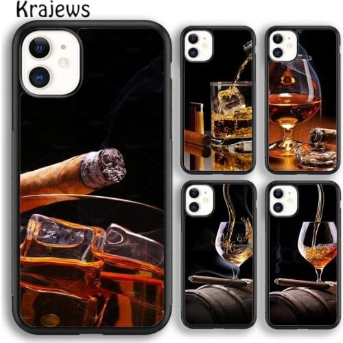 Krajews Cigar Whiskey Ice Drink Phone Case Cover For iPhone 5 6s 7 8 plus X XR XS 11 12 pro max Samsung Galaxy S8 S9 S10 Plus